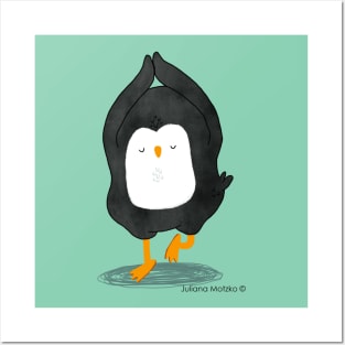 Yoga Penguin Posters and Art